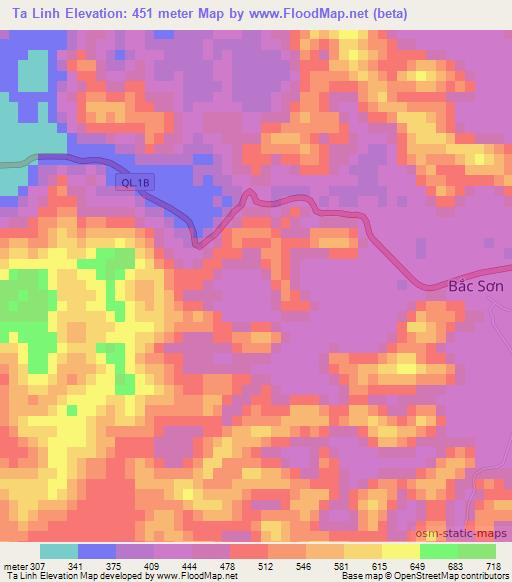 Ta Linh,Vietnam Elevation Map