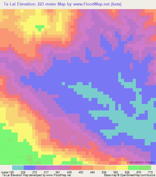 Ta Lai,Vietnam Elevation Map