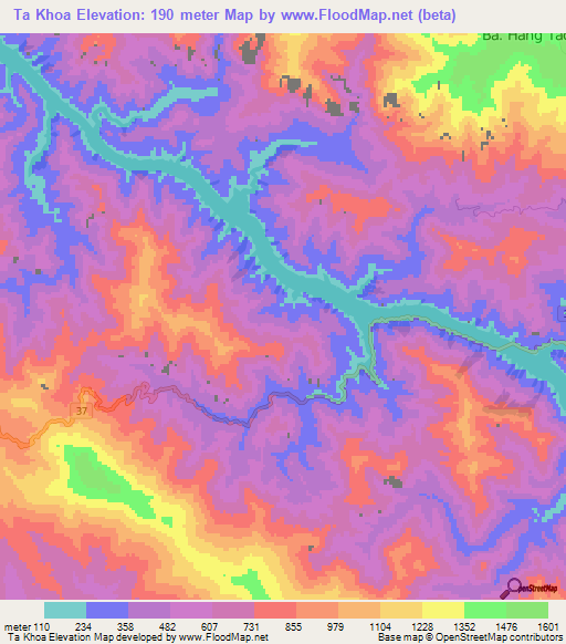 Ta Khoa,Vietnam Elevation Map