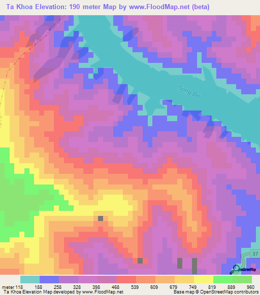 Ta Khoa,Vietnam Elevation Map