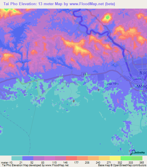 Tai Pho,Vietnam Elevation Map