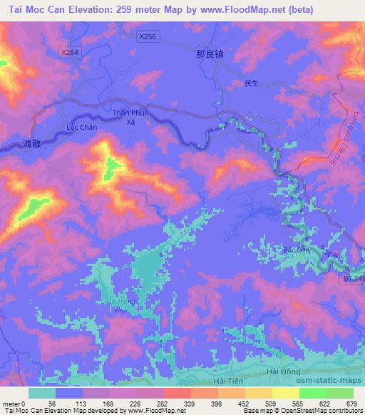 Tai Moc Can,Vietnam Elevation Map