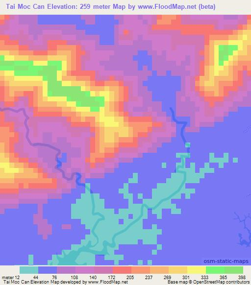 Tai Moc Can,Vietnam Elevation Map