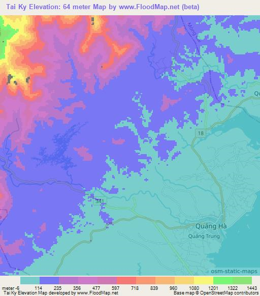 Tai Ky,Vietnam Elevation Map