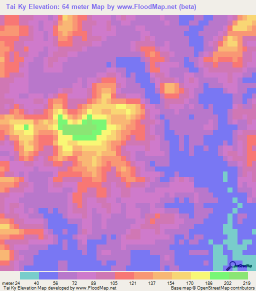 Tai Ky,Vietnam Elevation Map