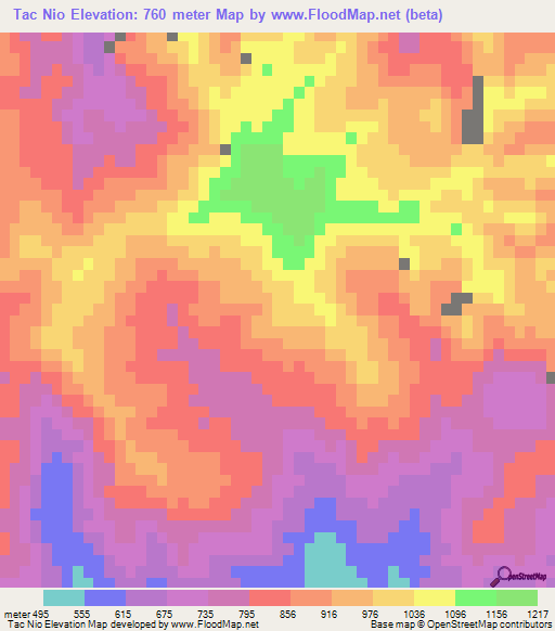 Tac Nio,Vietnam Elevation Map