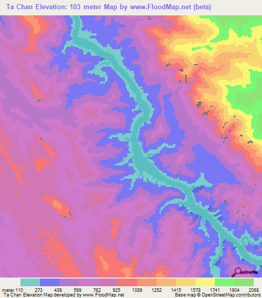 Ta Chan,Vietnam Elevation Map