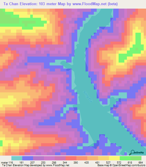 Ta Chan,Vietnam Elevation Map