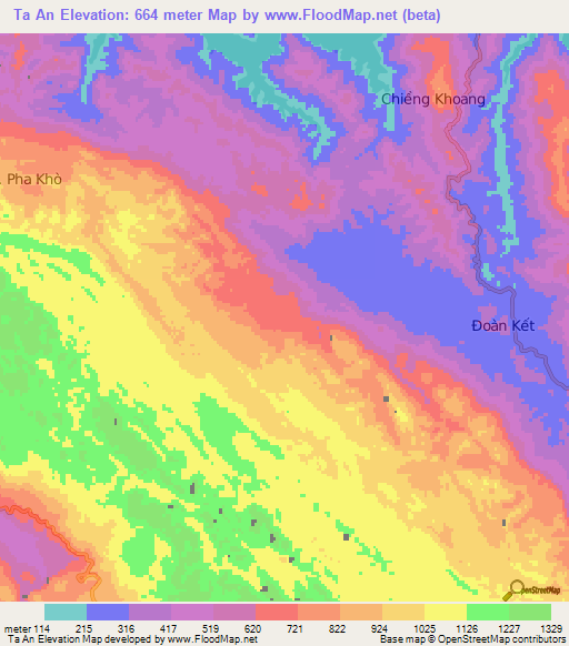 Ta An,Vietnam Elevation Map