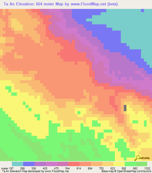 Ta An,Vietnam Elevation Map