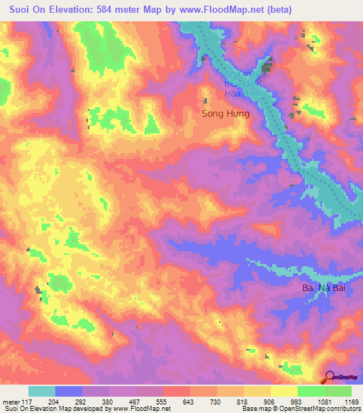 Suoi On,Vietnam Elevation Map