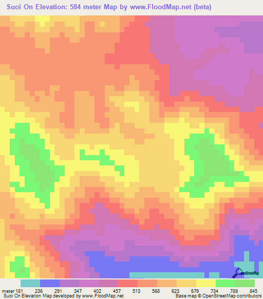 Suoi On,Vietnam Elevation Map