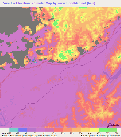 Suoi Co,Vietnam Elevation Map