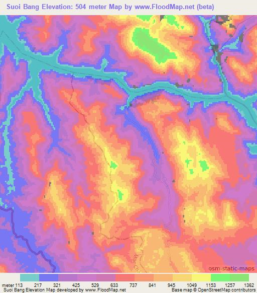 Suoi Bang,Vietnam Elevation Map