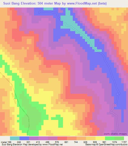 Suoi Bang,Vietnam Elevation Map