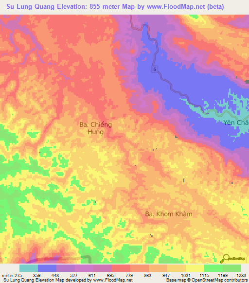 Su Lung Quang,Vietnam Elevation Map