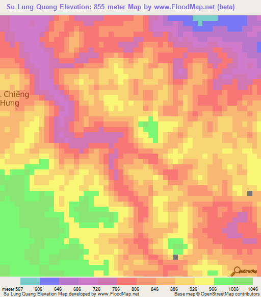 Su Lung Quang,Vietnam Elevation Map