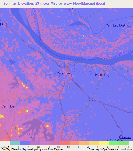 Son Tay,Vietnam Elevation Map