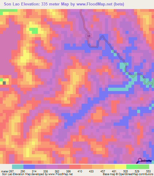 Son Lao,Vietnam Elevation Map