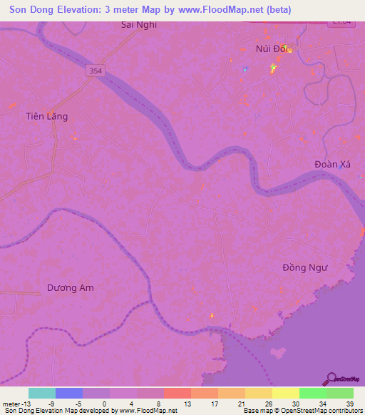 Son Dong,Vietnam Elevation Map