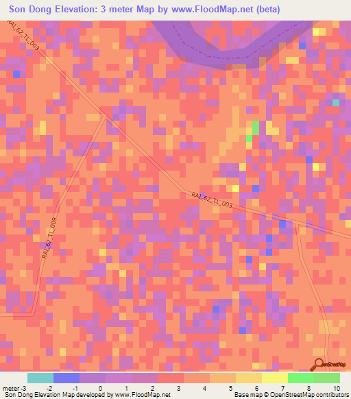 Son Dong,Vietnam Elevation Map