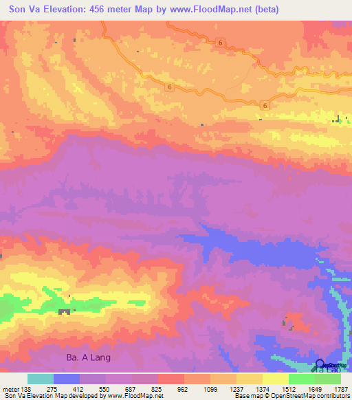 Son Va,Vietnam Elevation Map