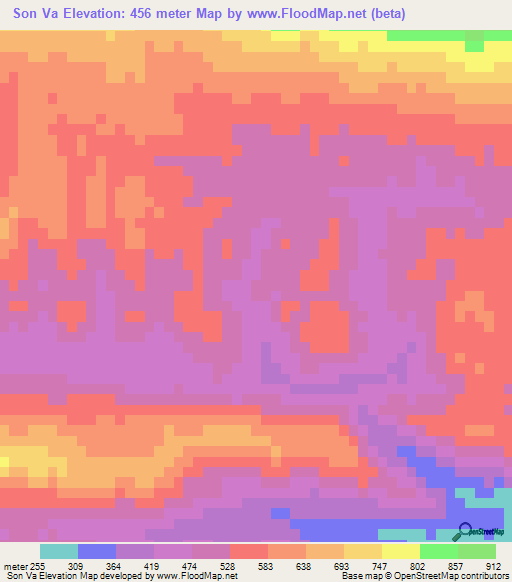 Son Va,Vietnam Elevation Map