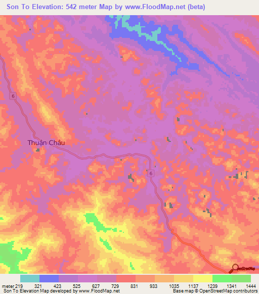 Son To,Vietnam Elevation Map