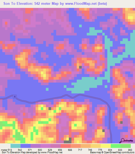 Son To,Vietnam Elevation Map