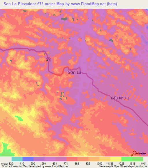 Son La,Vietnam Elevation Map