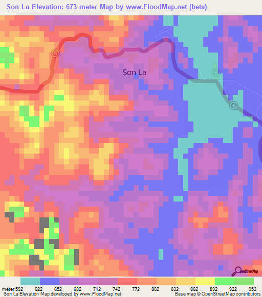 Son La,Vietnam Elevation Map