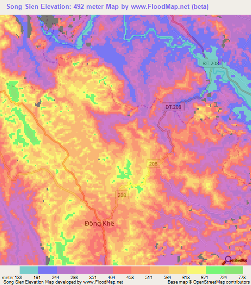 Song Sien,Vietnam Elevation Map