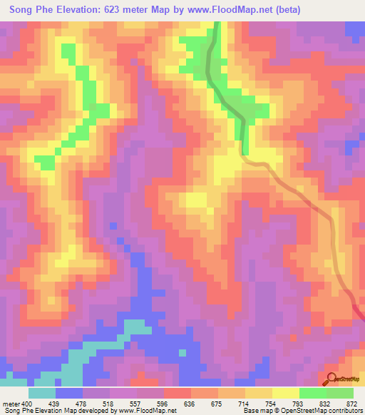 Song Phe,Vietnam Elevation Map