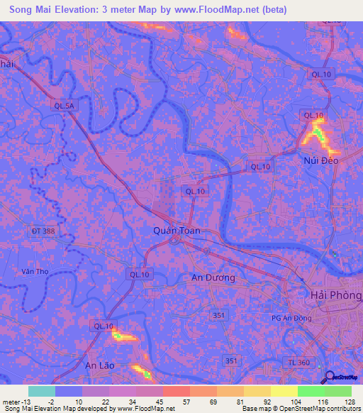 Song Mai,Vietnam Elevation Map