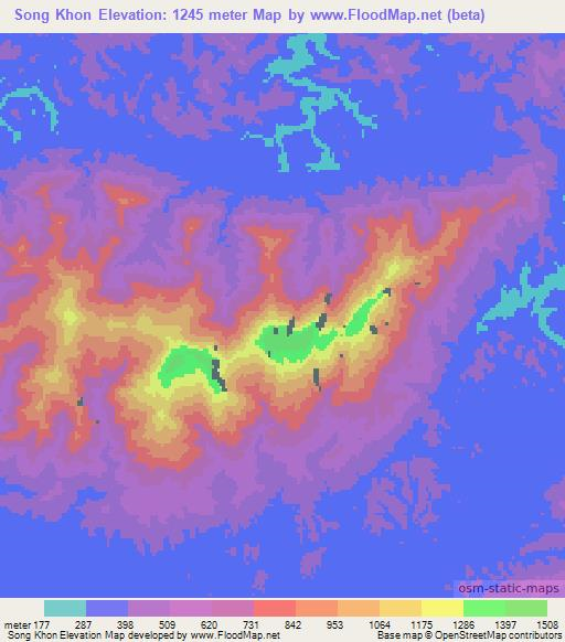 Song Khon,Vietnam Elevation Map