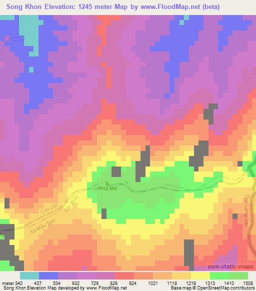 Song Khon,Vietnam Elevation Map