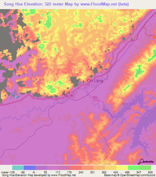 Song Hoa,Vietnam Elevation Map