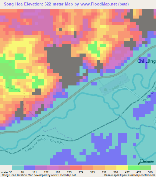 Song Hoa,Vietnam Elevation Map