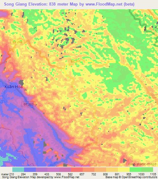 Song Giang,Vietnam Elevation Map