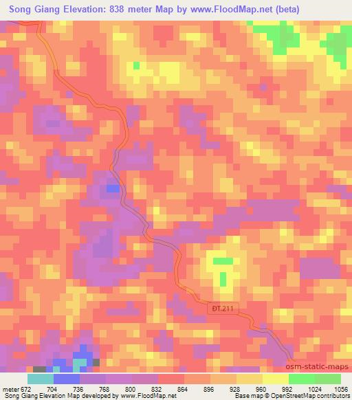 Song Giang,Vietnam Elevation Map