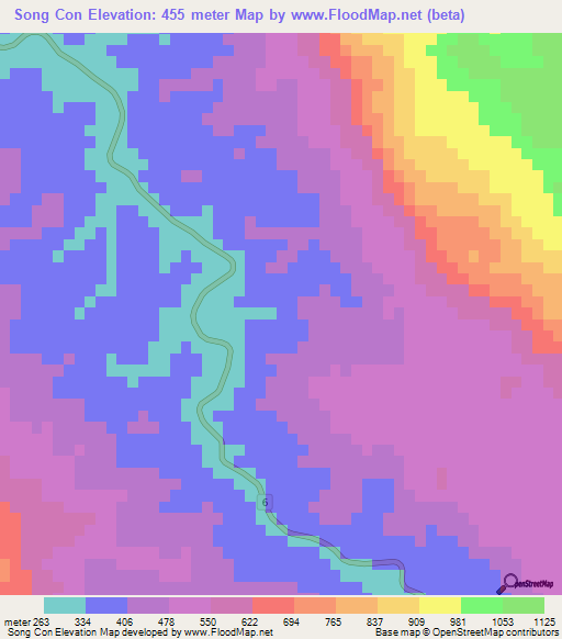 Song Con,Vietnam Elevation Map