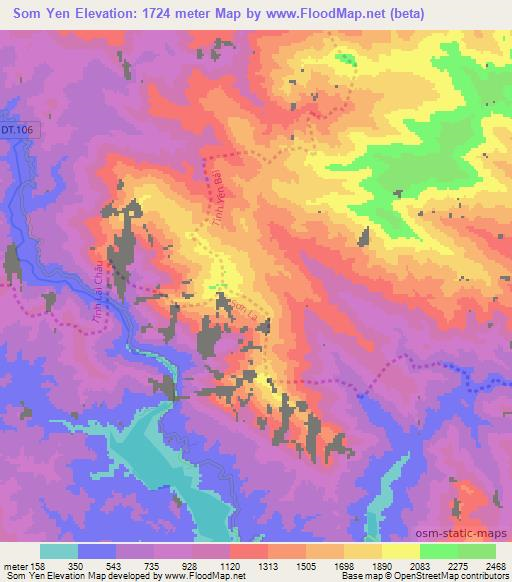 Som Yen,Vietnam Elevation Map