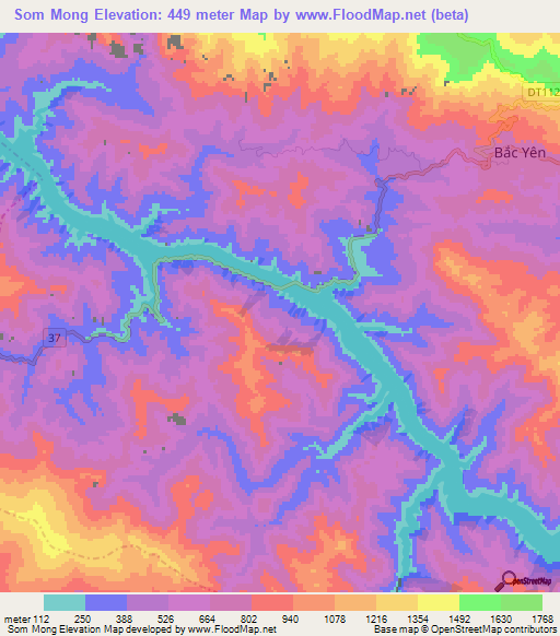 Som Mong,Vietnam Elevation Map