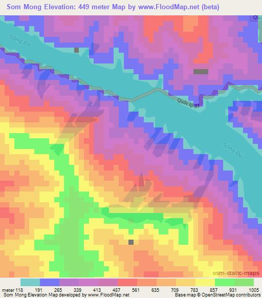 Som Mong,Vietnam Elevation Map