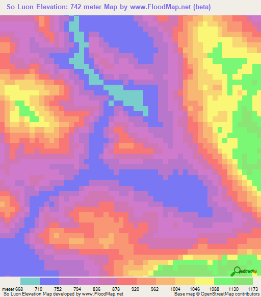 So Luon,Vietnam Elevation Map