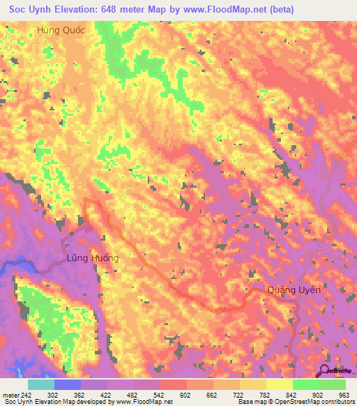 Soc Uynh,Vietnam Elevation Map