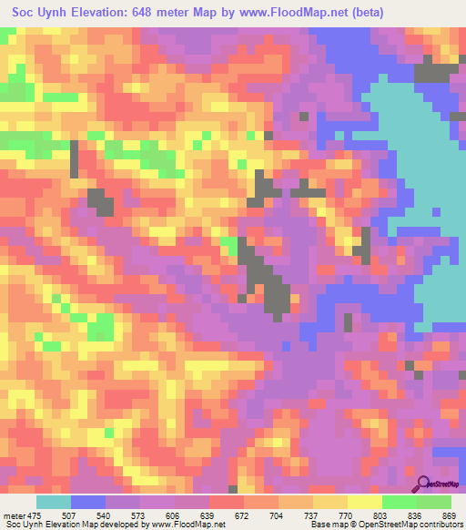 Soc Uynh,Vietnam Elevation Map