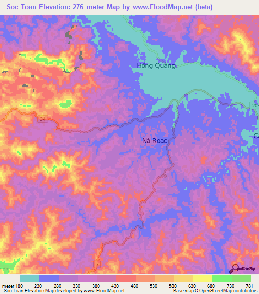 Soc Toan,Vietnam Elevation Map