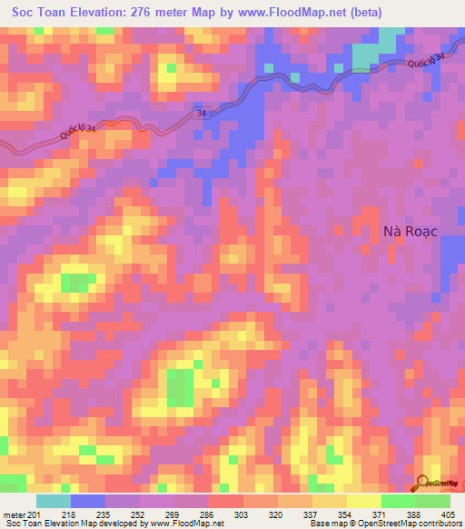 Soc Toan,Vietnam Elevation Map