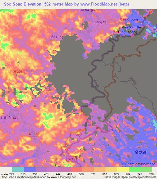 Soc Soac,Vietnam Elevation Map